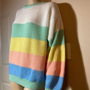 Vintage Beaucoup Colorful Striped Women's Sweater L